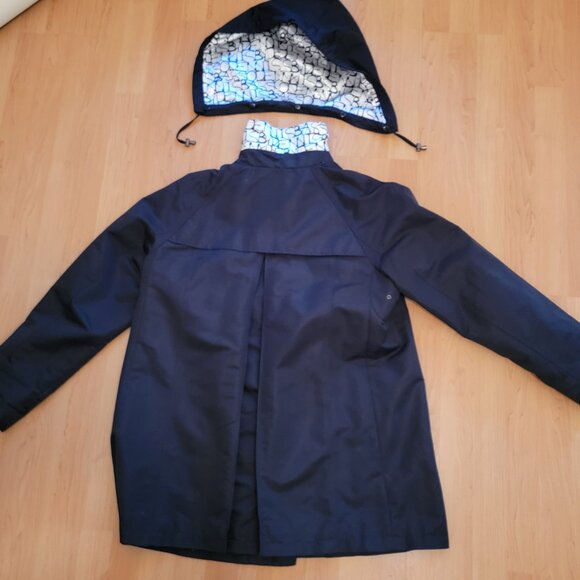 Dennis by Dennis Basso Black Hooded Trench Coat - L - Picture 6 of 13